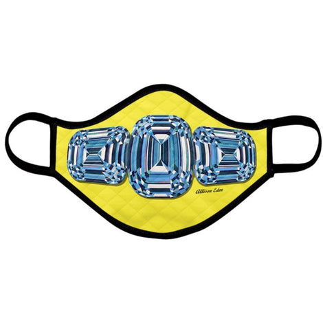 Blue Diamond Yellow Fashion Face Mask