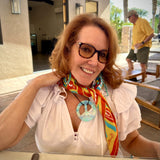 Peace & Love Necklace- Iridescent Blue Unicorn Stained Glass