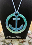 Sail On Sailor !!! Cobalt Glass and Gold Mirror Anchor Necklace