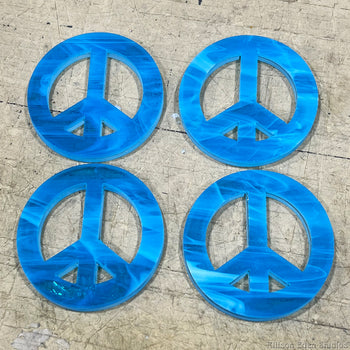 Peace & Love !!! Aqua Blue stained glass necklace by Allison Eden Studios