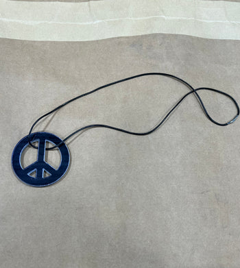Peace Out !!! Blue Glass Mirror Necklace